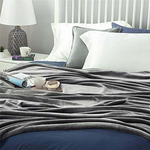 Bedsure Mantas para Sofás de Franela 220x240 cm - Mantas para Cama de 150/135 Reversible de 100% Microfibre Extra Suave - Manta Gris Transpirable