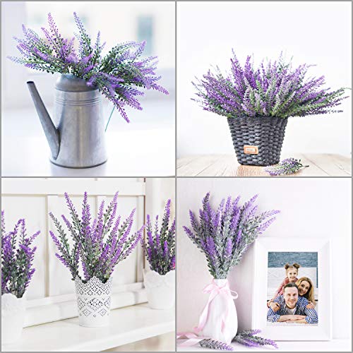 Belle Vous Flor Artificial Lavanda (Pack de 12) Plantas Decorativas Artificiales 37 cm con Ramas Desmontables para el Hogar, Oficina, Jardín, Ramillete de Bodas - flor lavanda Decor Interior, Exterior