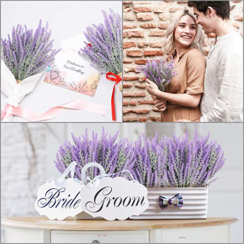 Belle Vous Flor Artificial Lavanda (Pack de 12) Plantas Decorativas Artificiales 37 cm con Ramas Desmontables para el Hogar, Oficina, Jardín, Ramillete de Bodas - flor lavanda Decor Interior, Exterior