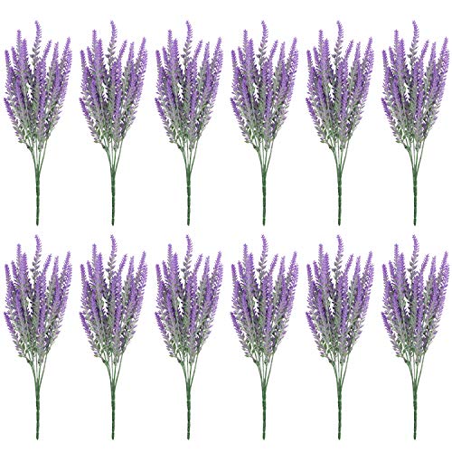 Belle Vous Flor Artificial Lavanda (Pack de 12) Plantas Decorativas Artificiales 37 cm con Ramas Desmontables para el Hogar, Oficina, Jardín, Ramillete de Bodas - flor lavanda Decor Interior, Exterior