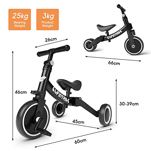 besrey Triciclos para Niños 5 en 1 Triciclos Bebes Triciclos evolutivos Bicicleta Bebe Triciclo Bicicleta para Niño y Niña de 1 a 3 años(Negro)