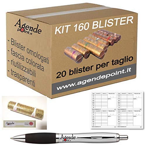 Blister à conteneurs monnaie 160 Pièces assorties 20 pièces de coupe en plastique (Transparent)