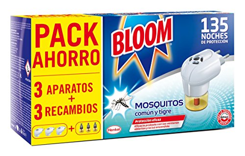 Bloom Electrico Líquido contra mosquitos común y tigre 3 Aparatos + 3 Recambios