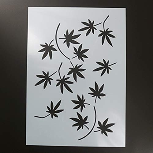 BLUGUL 9pcs A4 Plantillas de Dibujo, para Manualidades Decoración Pared Mueble Ventana Aerógrafo, con Varias Flores y Hojas, árbol Hoja de Arce Peonía Lirio de Agua