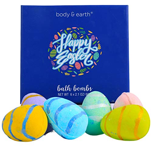 Body & Earth Set de Bombas de Baño para Pascua, Bolas de Baño, Set de Regalo de Spa de 6 Piezas, Regalos Originales para Mujer, Fragancia a Té Verde, Coco, Océano, Lavanda, Vainilla y Cerezo