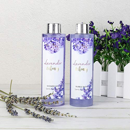 Body & Earth Set de Regalo de Baño para Mujer, Set de Regalos Originales con 8 Piezas, Fragancia Lavanda y Miel, Regalos para Mujer para Spa Relajante