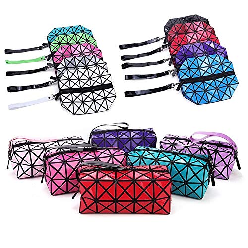 Bolsa de cosmética para el maquillaje, geométrica Plegable Rhombus plegable Grid Cube bolso, herramienta de maquillaje Bolsa de almacenamiento Bolsa de higiene personal Organizador