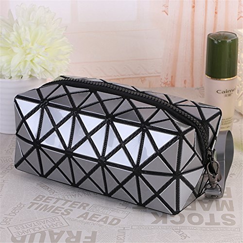 Bolsa de cosmética para el maquillaje, geométrica Plegable Rhombus plegable Grid Cube bolso, herramienta de maquillaje Bolsa de almacenamiento Bolsa de higiene personal Organizador