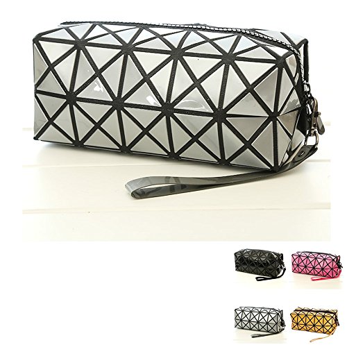 Bolsa de cosmética para el maquillaje, geométrica Plegable Rhombus plegable Grid Cube bolso, herramienta de maquillaje Bolsa de almacenamiento Bolsa de higiene personal Organizador