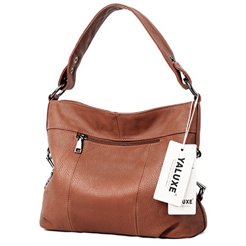 Bolso Bandolera Mujer Cuero Genuino, YALUXE Moda Bolso Tote Correa Extraíble Ajustable Diseño Simple