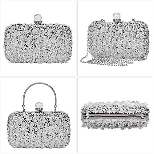 Bolso de Noche Embrague con Lentejuelas y Glitter Rhinestone Clutch Hechos a Mano Billetera Monedero del Banquete Fiesta Boda