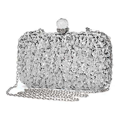 Bolso de Noche Embrague con Lentejuelas y Glitter Rhinestone Clutch Hechos a Mano Billetera Monedero del Banquete Fiesta Boda