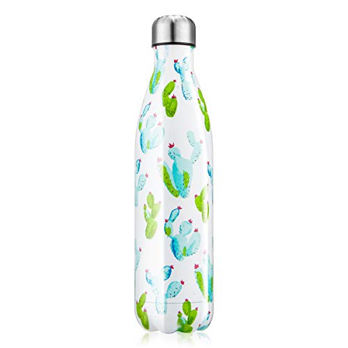 Botella de Agua de acero inoxidable sin BPA-500/750/1000 ml Botella Termica aisladas al vacío Botellas de doble pared reutilizable Mantiene bebidas 24h frías y 12h Calientes para Viaje, Deporte