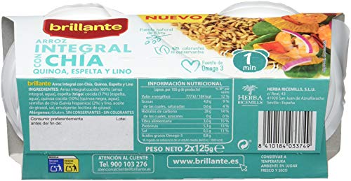 Brillante Arroz Integral Con Chía, Quinoa, Espelta Y Lino 125G X 2 - [Pack De 8] - Total 2 Kg