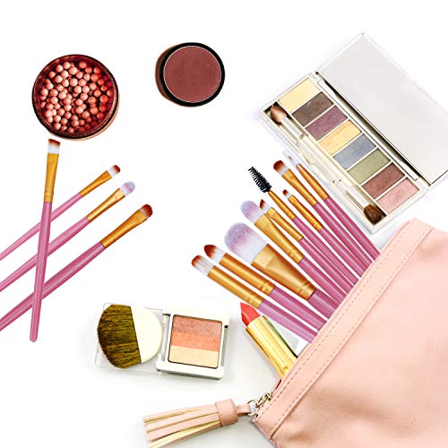 Brochas de Maquillaje 20 piezas Pinceles de Maquillaje Profesional Fibra Sintética para las Cejas, Facial, Base de Maquillaje, Polvos, Crema,Blush Concealers Kit de pinceles (Rose Golden)