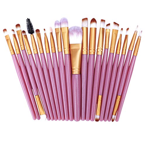 Brochas de Maquillaje 20 piezas Pinceles de Maquillaje Profesional Fibra Sintética para las Cejas, Facial, Base de Maquillaje, Polvos, Crema,Blush Concealers Kit de pinceles (Rose Golden)