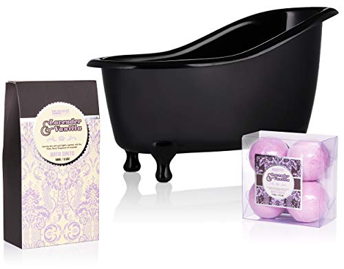 BRUBAKER 'Lavender Vanille Love' Set de regalo de baño con bañera negro, 8 piezas