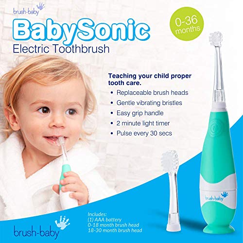 Brush-BabyCepillo de dientes eléctrico Brush-Baby BabySonic para 0-36 meses (Azul Turquesa)