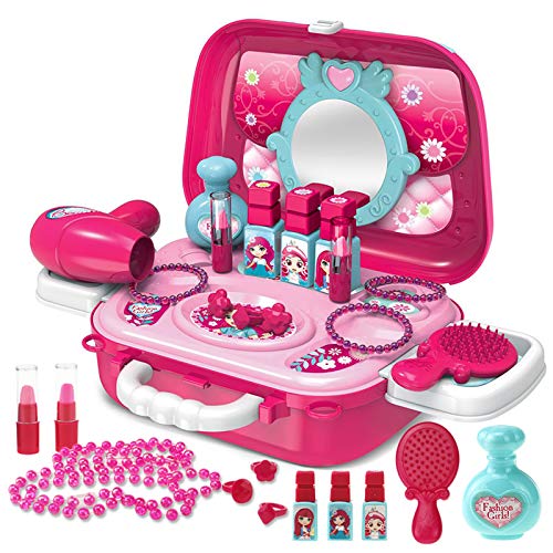 Buyger Maletin Maquillaje Niñas Estuche Belleza Joyería Peluqueria Kit Juguete Accesorios Regalo para Princesa Niñas Infantil 3 4 5 Años