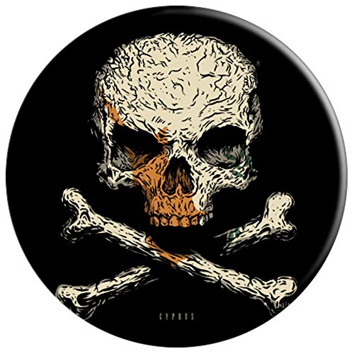 Calavera con Bandera de Chipre Cráneo Crossbones PopSockets Agarre y Soporte para Teléfonos y Tabletas