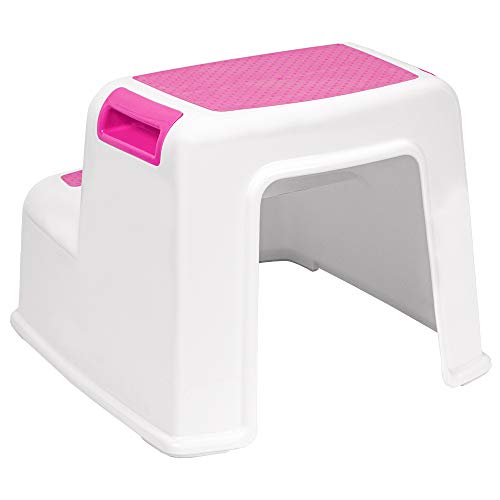 Calma Dragon Taburete para Niños con 2 Peldaños, Escalón Infantil para el Baño o para la Cama, con dos Escalones para el Lavabo, Escalera, Seguridad (Rosa)