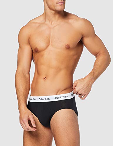 Calvin Klein 3P Hip Brief, Calzoncillos para Hombre (3 unidades), Negro (Black), Large