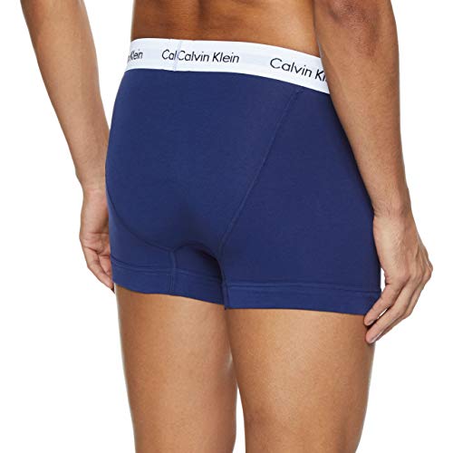 Calvin Klein Hombre - Pack de 3 bóxers de tiro medio - Cotton Stretch, Multicolor (I03 White/Red Ginger/Pyro Blue), M, (Pack de 3)