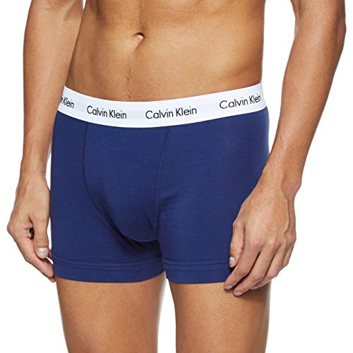 Calvin Klein Hombre - Pack de 3 bóxers de tiro medio - Cotton Stretch, Multicolor (I03 White/Red Ginger/Pyro Blue), M, (Pack de 3)