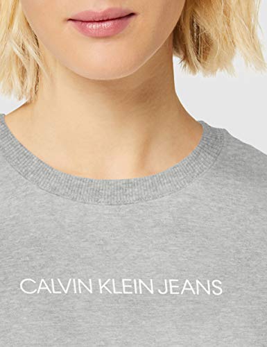 Calvin Klein Institutional Regular Crew Neck Sudadera, Gris (Light Grey Heather P), 34 (Talla del Fabricante: X-Small) para Mujer