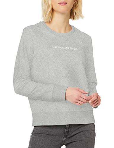 Calvin Klein Institutional Regular Crew Neck Sudadera, Gris (Light Grey Heather P), 34 (Talla del Fabricante: X-Small) para Mujer