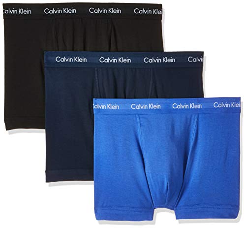 Calvin Klein Low Rise Trunk 3pk, Bóxer Hombre, Azul (Black/Blue Shadow/Cobalt Water Dtm Wb 4ku), Medium