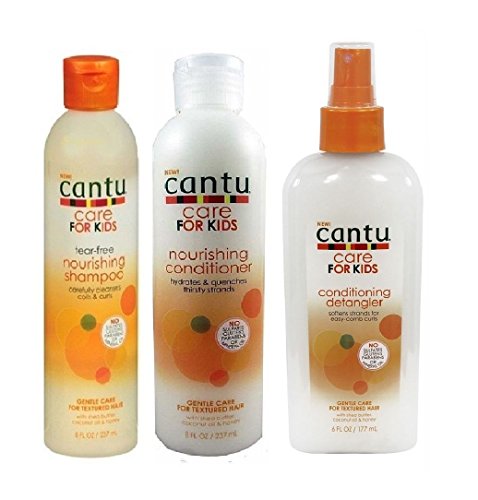 Cantu Care For kids Champú + Acondicionador + Desenredante Suave para el cabello con textura Juego de 3