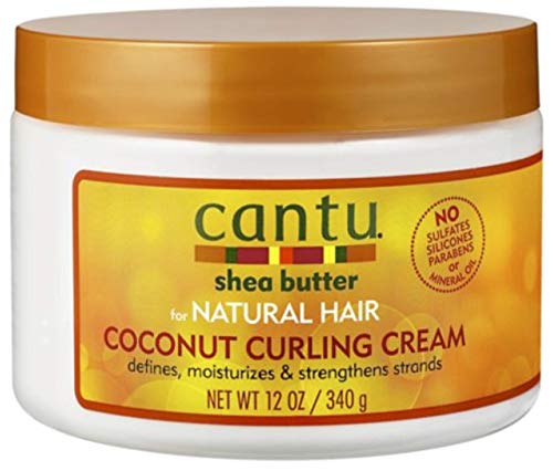 Cantu Crema de rizo de coco 12oz con champú y acondicionador sin sulfato 12oz y manteca de karité Crema hidratante de rizo activador 12oz