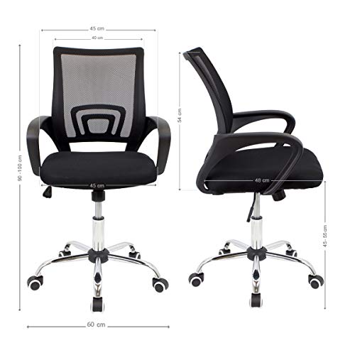 CashOffice - Silla de Escritorio Ergonómica, Silla de Oficina Giratoria con Respaldo Transpirable (Negro)