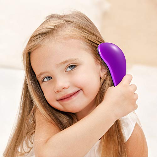 Cepillo de Pelo Desenredante sin Enredos para Mujeres, Niñas y Niños Tipos de Cabello Húmedo, Seco, Fino, Afro, Grueso, Ondulado, Rizado o Flaco (Morado)