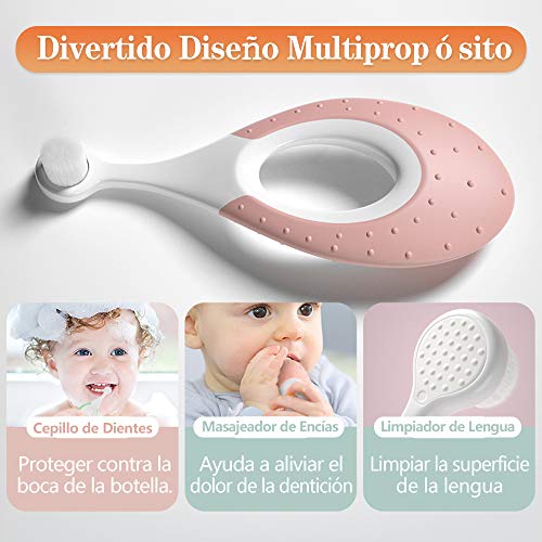 Cepillo dental niños 0-2 año, 10000 cerdas súper suaves, Libre de BPA, Cepillo de Dientes Para Niños/Infantil, Entrenamiento, Anti-asfixia, Portátil, 3 PCS