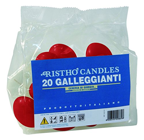 Cereria de Giorgio risthò Velas flotantes, Cera, Rojo, 4.5 x 4.5 x 2.5 cm, 20 Unidad