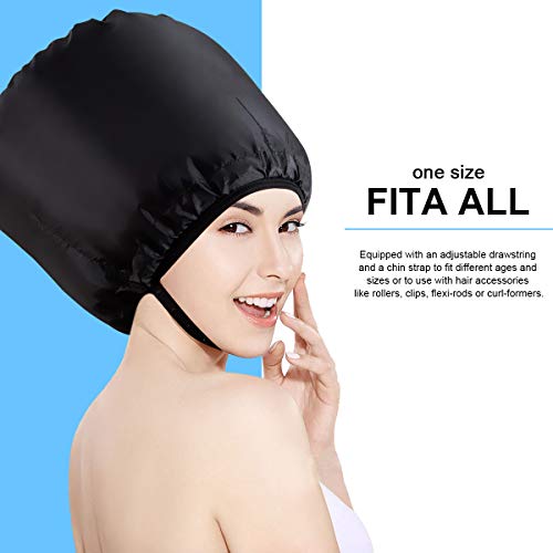 Cestmall Gorra de Secado de Pelo ortátil, Accesorio del Secador De Pelo De Bonnet Capucha Haircare Salon Secador de pelo Sombrero Accesorios para Mujeres Chicas (black)