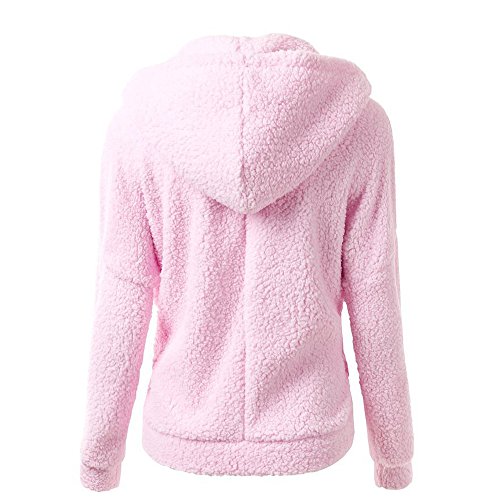 Chaqueta Mujeres de Invierno de Lana Cálida Cremallera Abrigo con Capucha Casual Suéter Abrigo de Algodón Outwear Hoodie riou