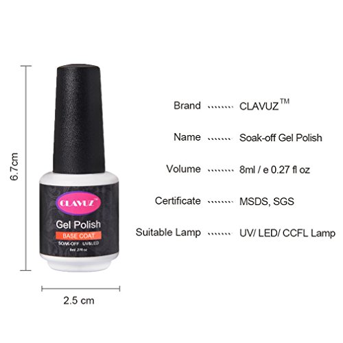 Clavuz 2pcs Esmalte de Uñas Gel UV LED Top Coat Base Coat Semipermanente Laca Soak Off UV LED Manicura Arte 8ml