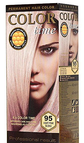 Color time, tinte permanente para el cabello de color rubio rosa claro 95