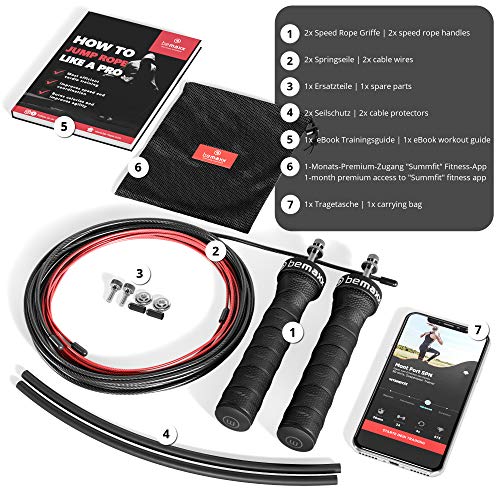 Comba Fitness Speed Rope + Guía de Entrenamiento & Cuerda de Repuesto | Rogue Cuerda de Saltar Rápida de Alta Velocidad con Cable de Acero Ajustable & Rodamiento de Bolas, Crossfit Boxeo Deportivo