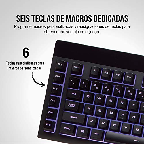 Corsair K55 RGB - Teclado Gaming (retroiluminación multicolor RGB, QWERTY), negro [España]