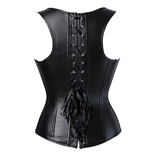 Corset Cuero Mujer Corsé Bustiers Top gotico Sexy Talla Grande Costumes Burlesque Disfraces Halloween Negro M