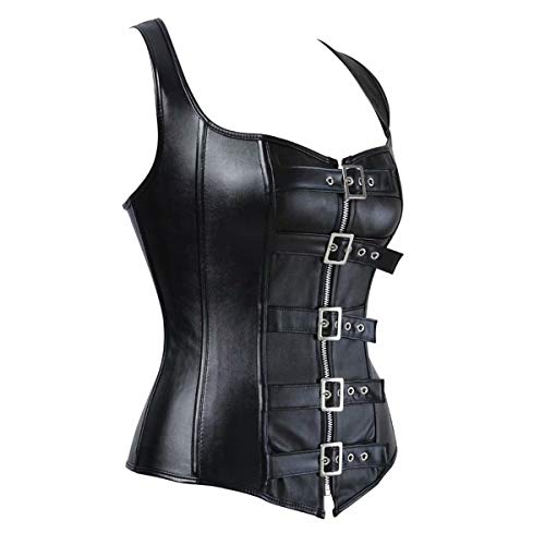 Corset Cuero Mujer Corsé Bustiers Top gotico Sexy Talla Grande Costumes Burlesque Disfraces Halloween Negro M