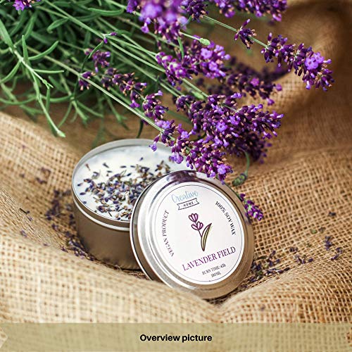 Creative Home Lavanda Velas 100% Cera de Soja | 45 Horas Tiempo de Consumo | 180ml | Aceites Aromáticos Naturales | Hecho a Mano | Vegano | Aromaterapia para Aliviar el Estrés