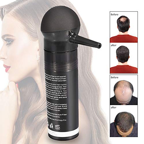 Crecimiento del Cabello Fibras para Pelo Corrector para adelgazamiento del cabello Aerosol para el cabello con aplicador de spray para la bomba(Marron Medio)