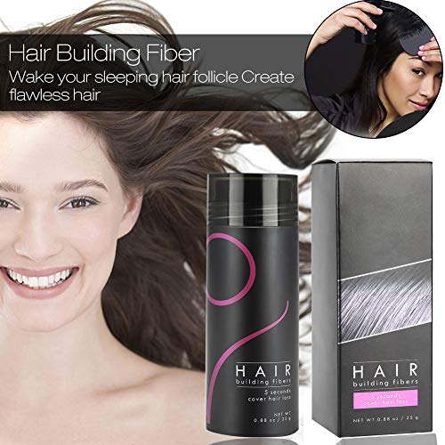 Crecimiento del Cabello Fibras para Pelo Corrector profesional Corrector para adelgazamiento del cabello Aerosol para el cabello con aplicador de spray para la bombapara mujeres y hombres (Negro)