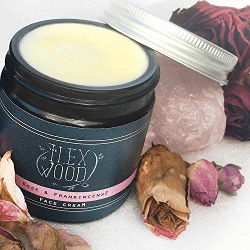 Crema facial de incienso y rosas - 100% natural, vegana, hidratante, antienvejecimiento, sin crueldad - 60 ml