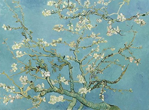 Cuadro Canvas Almendro en Flor de Vincent Willem van Gogh - Ancho: 95cm - Alto: 70cm - Bastidor: 3cm - Imagen alta resolución - Impresión sobre Lienzo de Algodón 100% - Fabricado en España